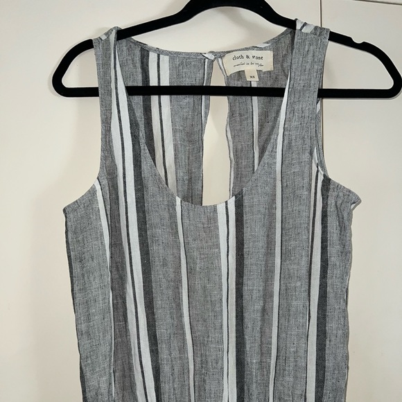 Cloth & Stone for Anthropologie Gray White Linen Stripe Jumpsuit size XS - Picture 2 of 4